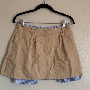 Anthropologie Beige Skirt with Blue Stripes